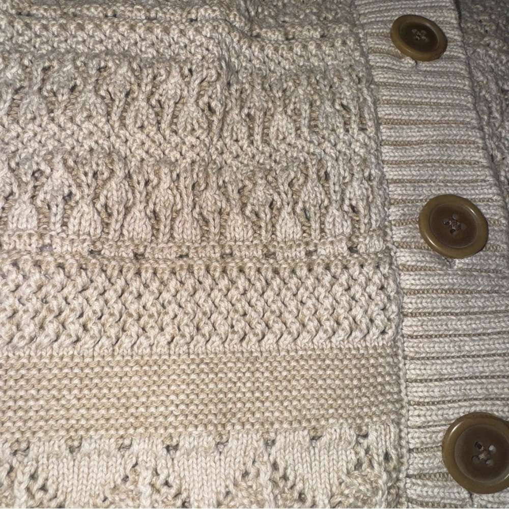 Eddie Bauer Womens Cardigan Sweater Cream Knit Button Front Cozy Cottage - Picture 4 of 7